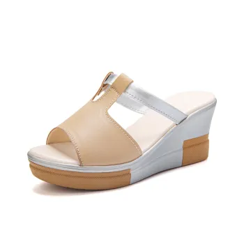 Reivanti Slip Resistant Slide Slippers Women's Silver Brown