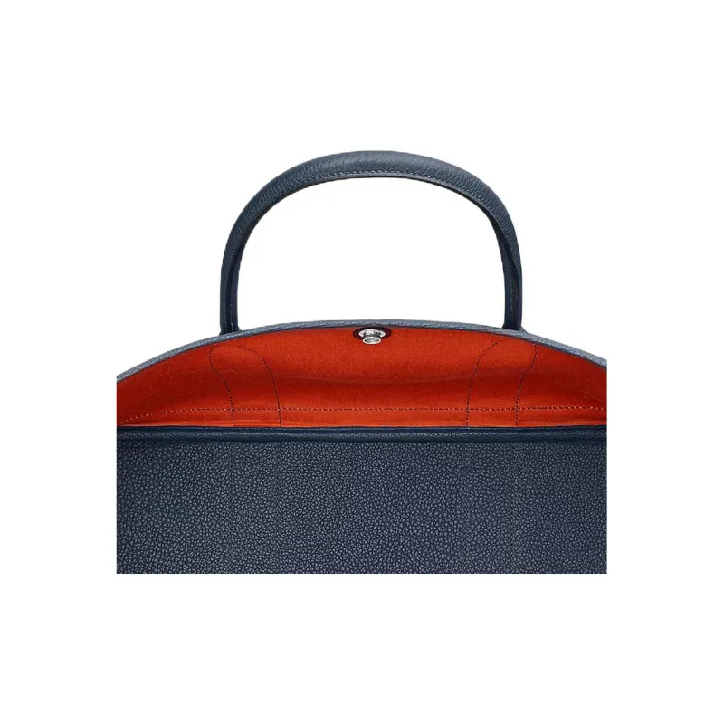 HERMES Garden Party Officier Canvas With Negonda Leather Handbag Women's Pumpkin/Indigo-4