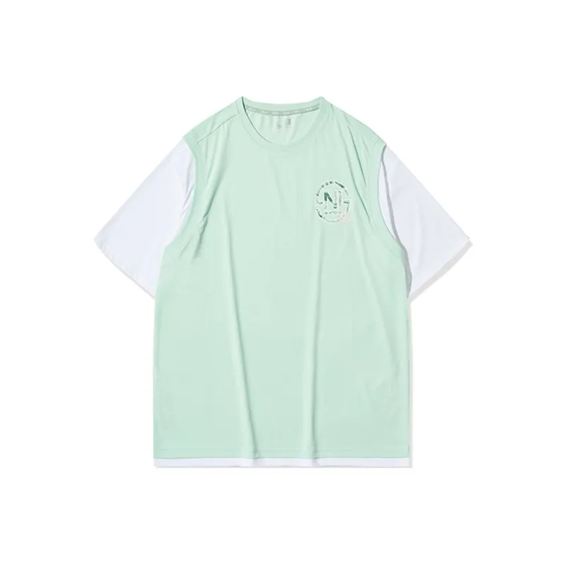 QIAODAN T Shirt Men's Ice Porcelain Green/Jordan White-0