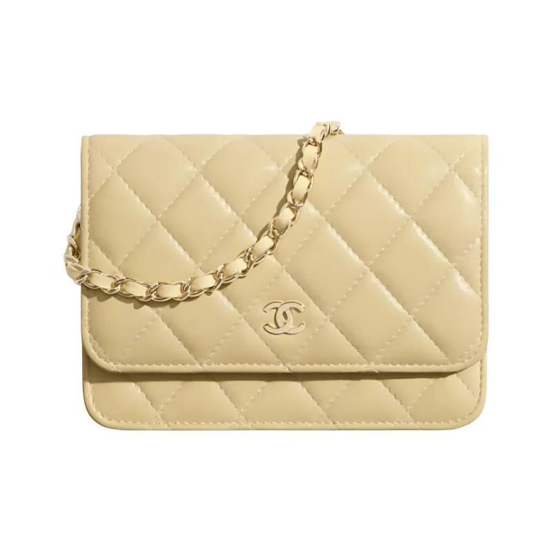 CHANEL WOC Lambskin And Gold Metal Shoulder Bag Mini Women's Yellow-0
