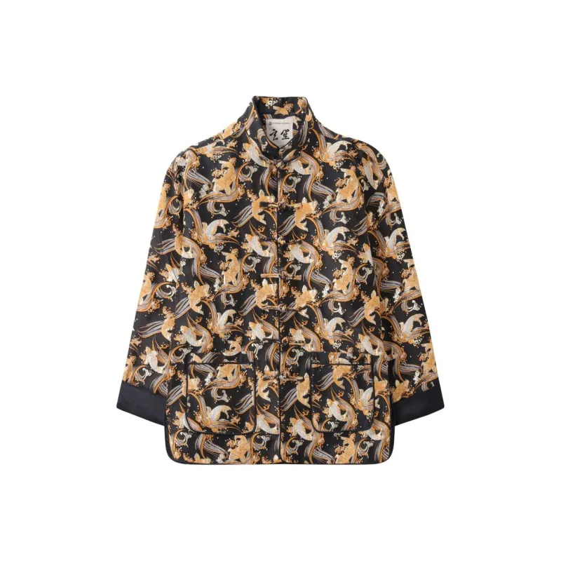 XUANSHENG Jackets Coats Men's Koi Fish-0