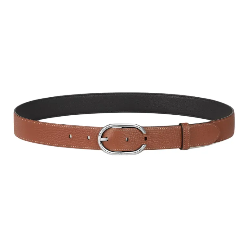 CARTIER Leather Palladium Plated Cow Leather Belts Unisex Black Width  3CM-1
