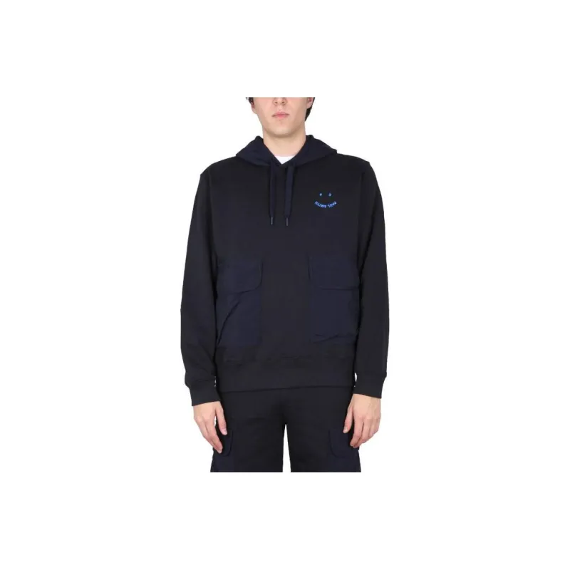 PS By Paul Smith Ps Happy Logo Embroidered Drawstring Hoodie-0