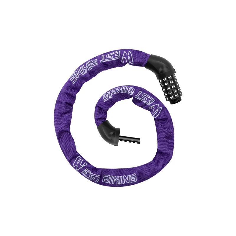 WEST BIKING Bicycle Locks Anti Pick Anti Rust Protective Adjustable Chain Lock-8