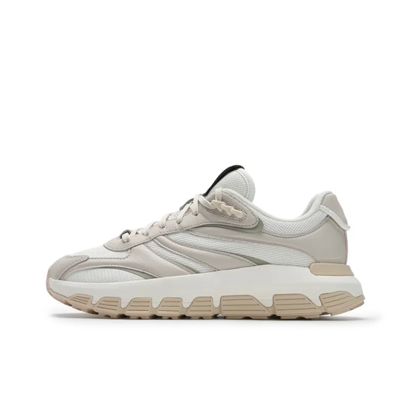 FILA Pioneer Series Anti Slip Wear Resistant Low Top Running Shoes Women's Milk White Brown-0