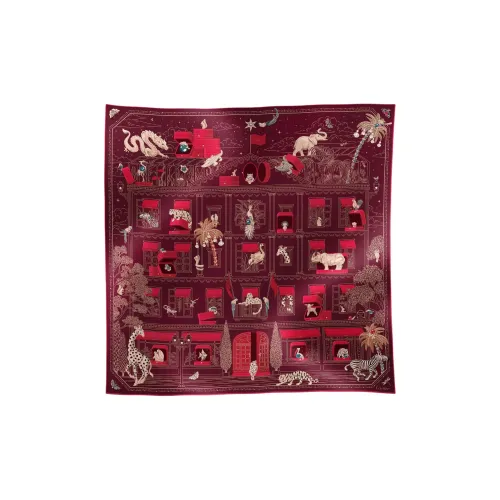 CARTIER Silk Scarves Unisex Red