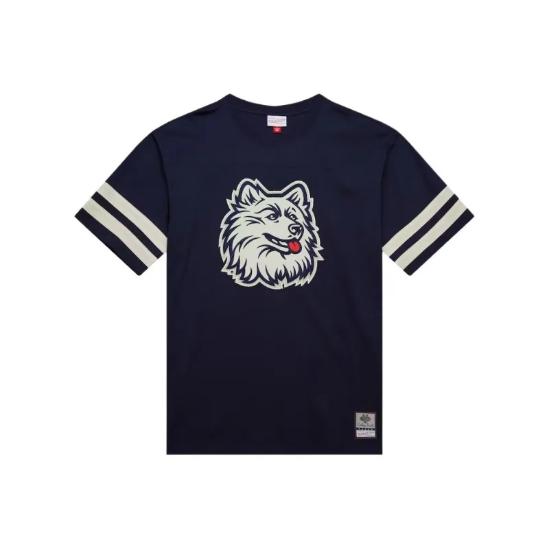 Mitchell & Ness x NCAA UConn Huskies Vintage Logo Heavyweight Yoke T Shirt Men's Marine Blue-0