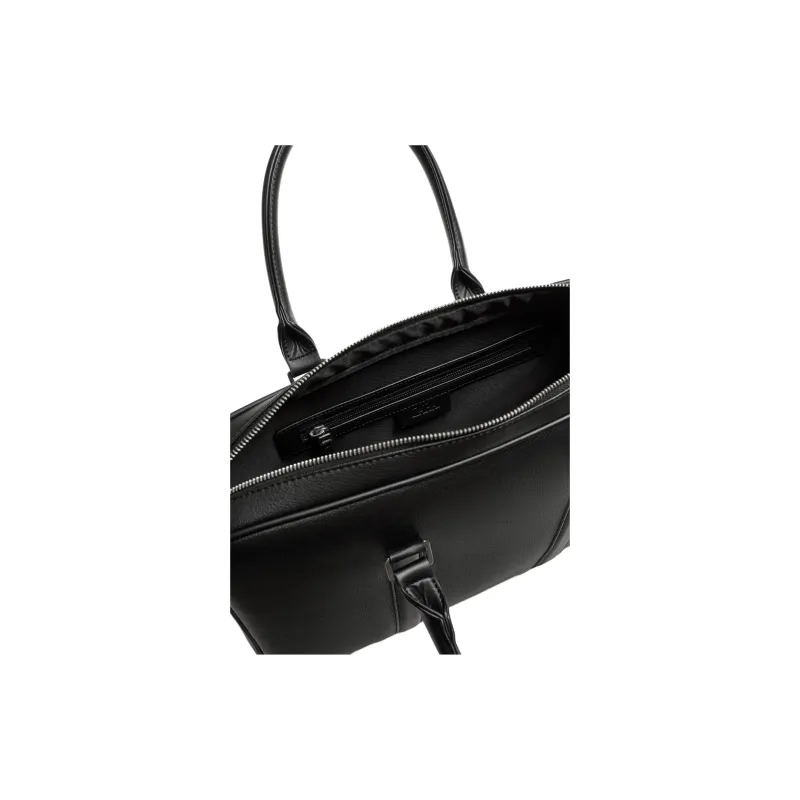 ZARA PU Polyurethane One Shoulder Crossbody Portable Briefcase Men's Black-3
