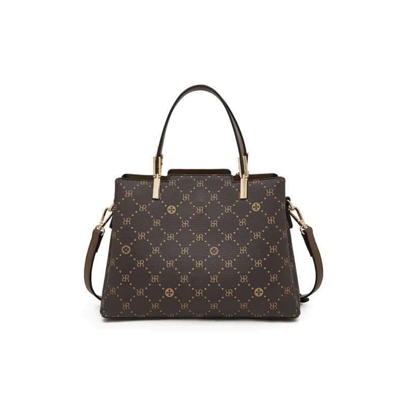 Old Man's Head Synthetic Leather Crossbody Handbags Regular Women's Dark Brown/Cream Apricot-4