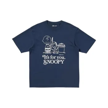 Peanuts X UNIQLO T Shirts Men Navy Blue