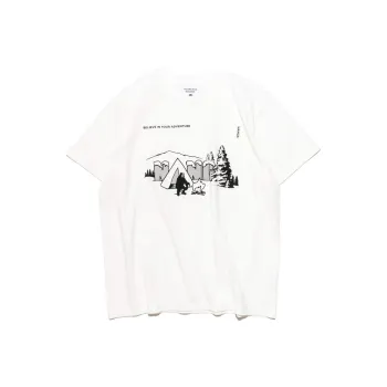 NANGA TACOMA FUJI RECORDS Collaboration QUIET ILLUSION LOGO TEE T Shirt Unisex White