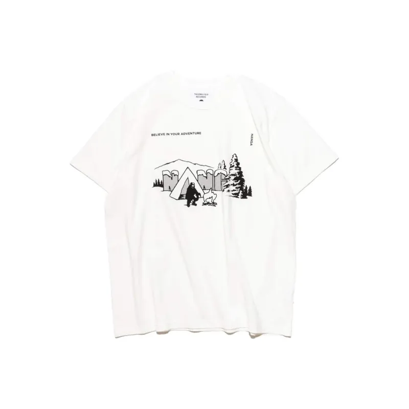 NANGA TACOMA FUJI RECORDS Collaboration QUIET ILLUSION LOGO TEE T Shirt Unisex White-0