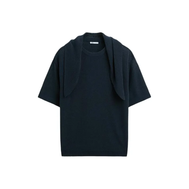 ZARA T Shirts Men Sea Blue-0