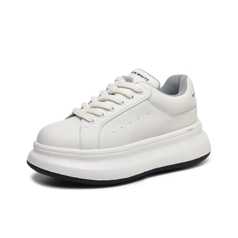 Hong Kong Meng Slip Resistant Waterproof Abrasion Resistant Height Increasing Low Top Skateboard Shoes Unisex White-1