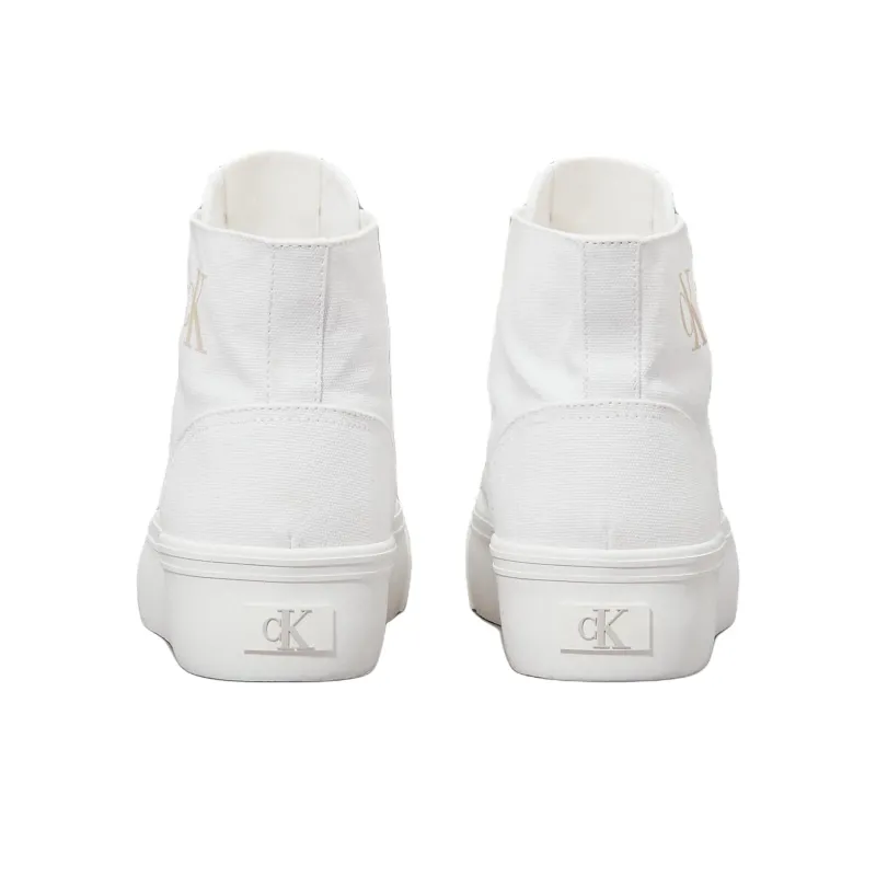 CKJ CALVIN KLEIN JEANS High Top Canvas Shoes Women's White-3