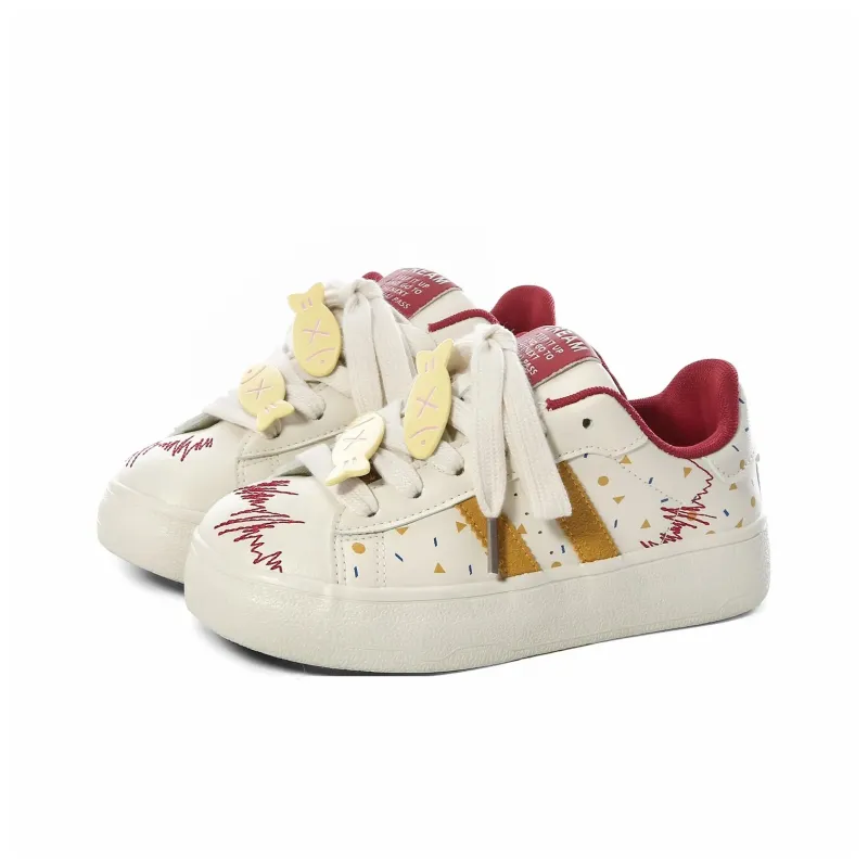 Anime Story Slip Resistant, Abrasion Resistant, Lightweight, Breathable Low Top Skateboard Shoes Women's-26