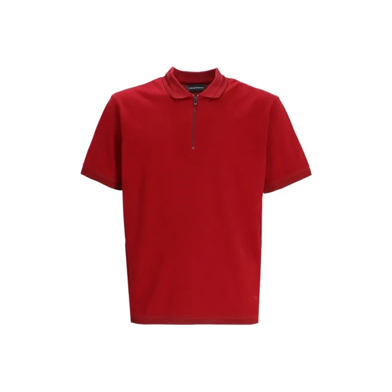 EMPORIO ARMANI Zip up Cotton Polo Shirt-0