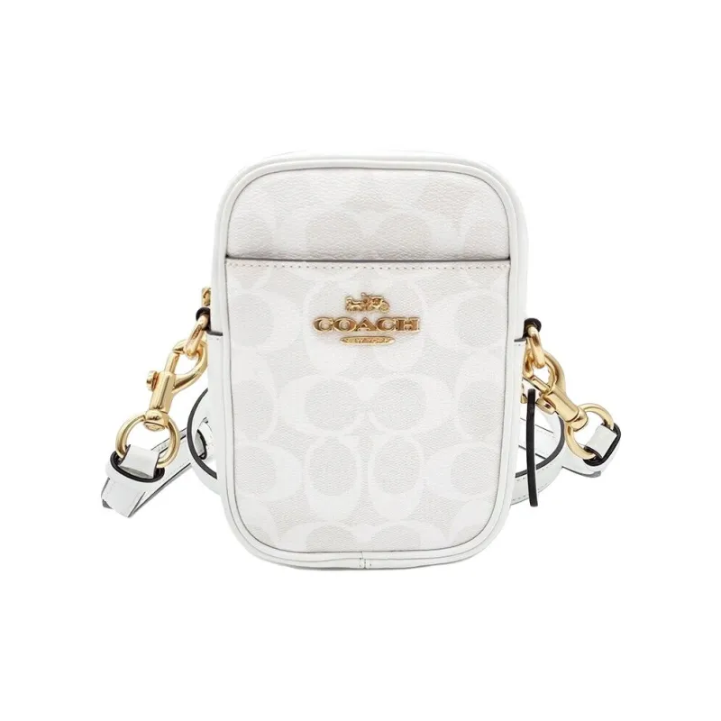 COACH Phoebe PVC Bonded Cow Leather Crossbody Bag Mini Women's White-0