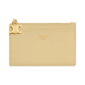 CELINE Triomphe Calfskin Card Holder Women's Yellow