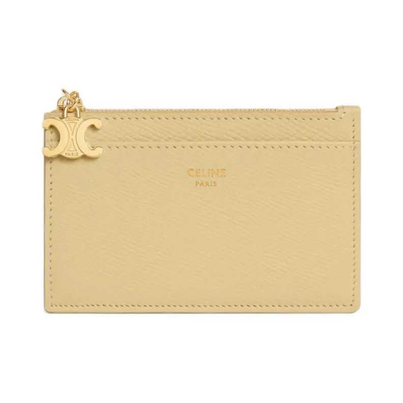 CELINE Triomphe Calfskin Card Holder Women's Yellow-0