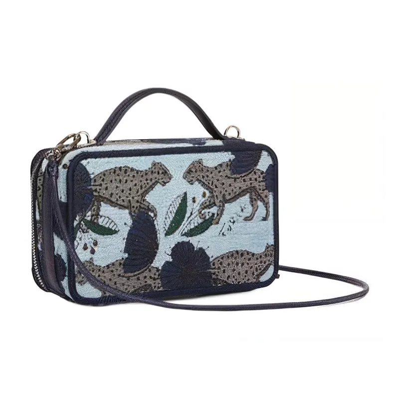Furla Babylon Leather Camera Bag Handbag Shoulder Bag Crossbody Bag Mini Women's Black & Blue-2