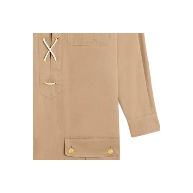 CELINE Saharienne Mini Dress In Cotton Linen-3