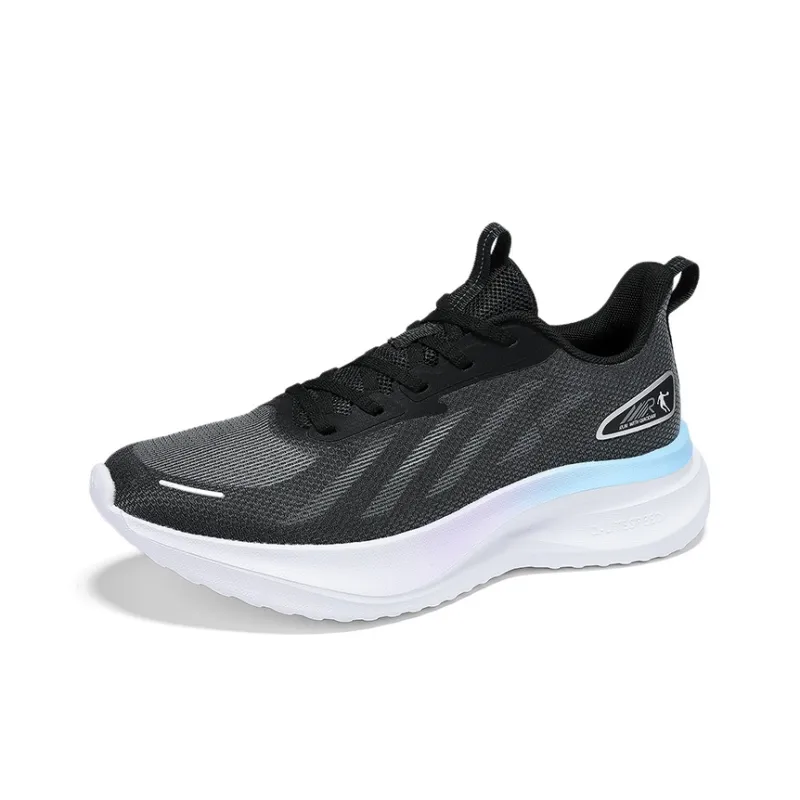 QIAODAN Cushioning Slip Resistant And Abrasion Resistant Low Top Casual Running Shoes Women's Black White-2