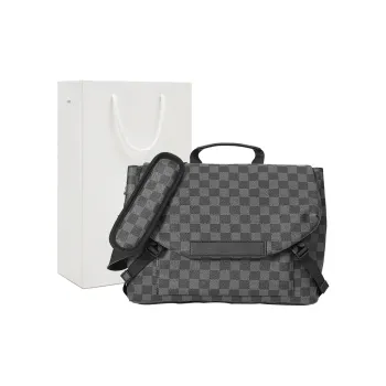 Old Man's Head Synthetic Leather Crossbody Bag Regular Men's Black Plaid