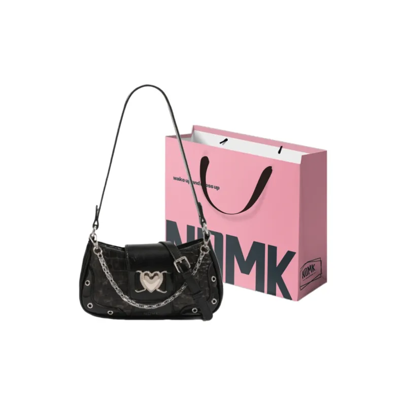 NOMK PU Shoulder Bag Crossbody Bag Women's Classic Black/Dusty Pink-0