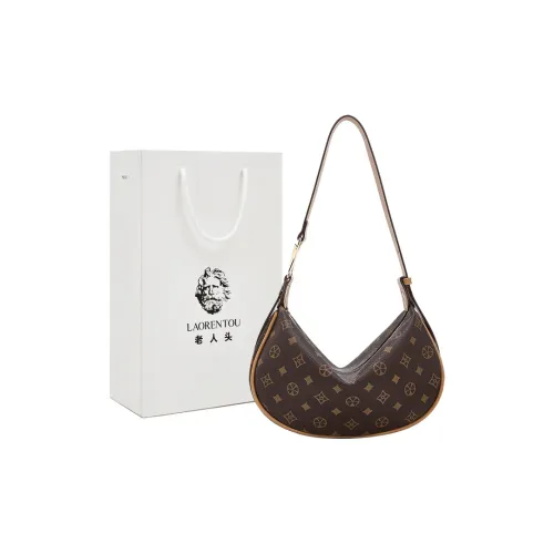 Old Man's Head Synthetic Leather Crossbody Bag, Shoulder Bag Regular Women's Coffee