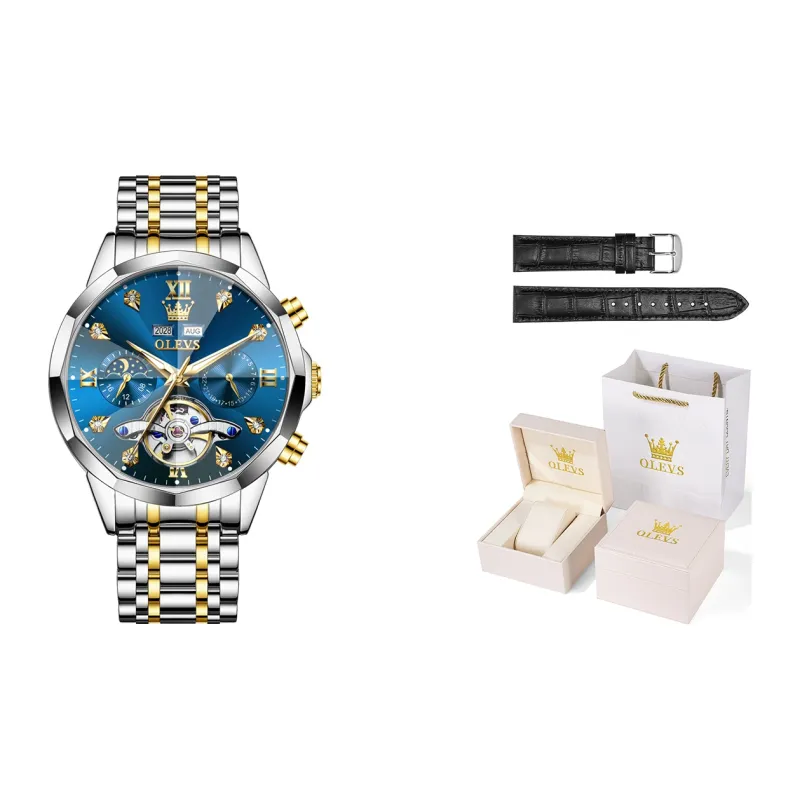 OLEVS Play The Cool Series Mechanical Movement Stainless Steel Watchband Watch Men's Watches Black Dial-38
