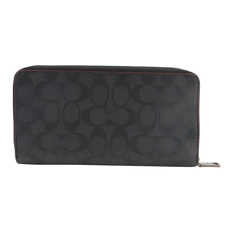 COACH Travel Wallet Canvas With Leather Wallet Men's Gray Black-3