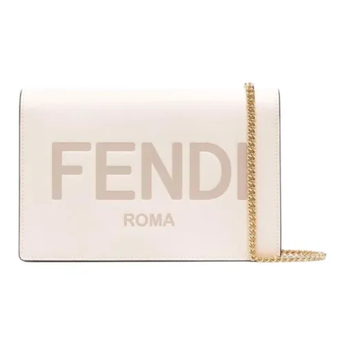 FENDI PU Chain Wallet, Crossbody Bag, Shoulder Bag Mini Women's White