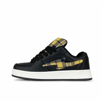 CHERRY&KALIKA Slip Resistant, Abrasion Resistant, Lightweight, Breathable Low Top Skateboard Shoes Unisex Black Yellow