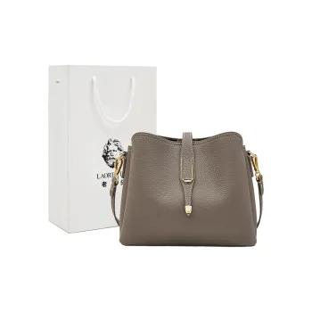 Old Man's Head Cow Leather Crossbody Bag With Dual Shoulder Straps Women's Gray