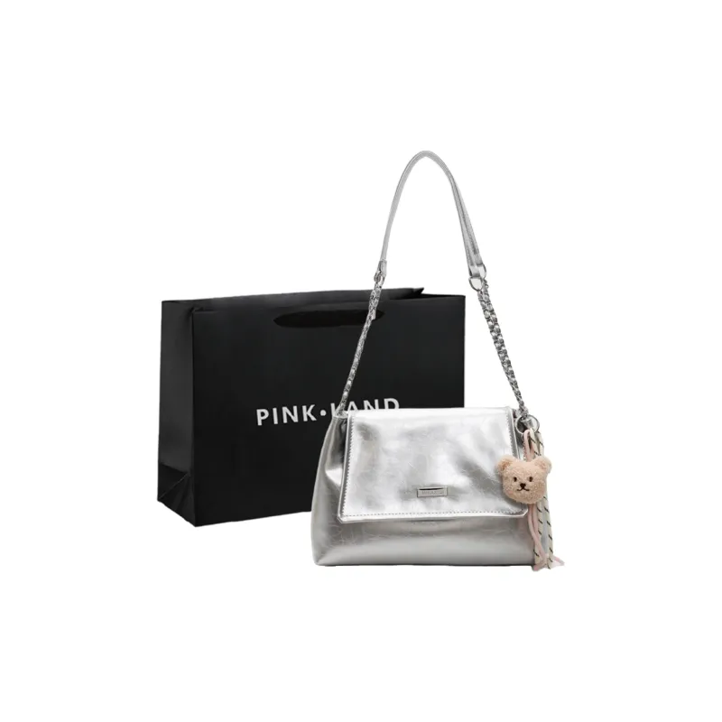PINK·LAND Pu Shoulder Bag Women's Black/Ecru/Gray/Pink/Khaki-31