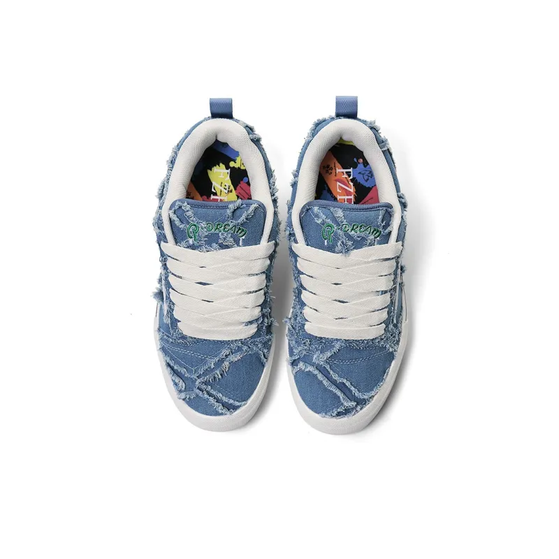 VFTS Lightning Skateboard Shoes Anti Slip Wear Resistant Low Top Students Preppy Style Puffy Shoes Unisex-8