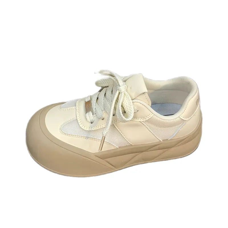 BINGO DUCK Slip Resistant Low Top Skateboard Shoes Women's Khaki-3