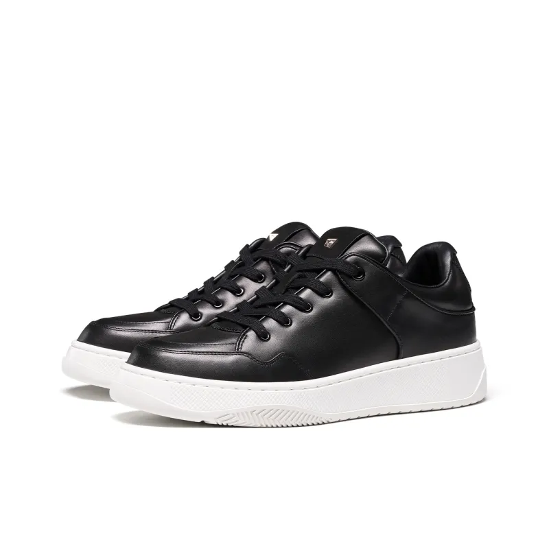 TRUFFAUT Fashion Height Increasing Platform White Sneakers Low Top Skateboard Shoes Men's-1