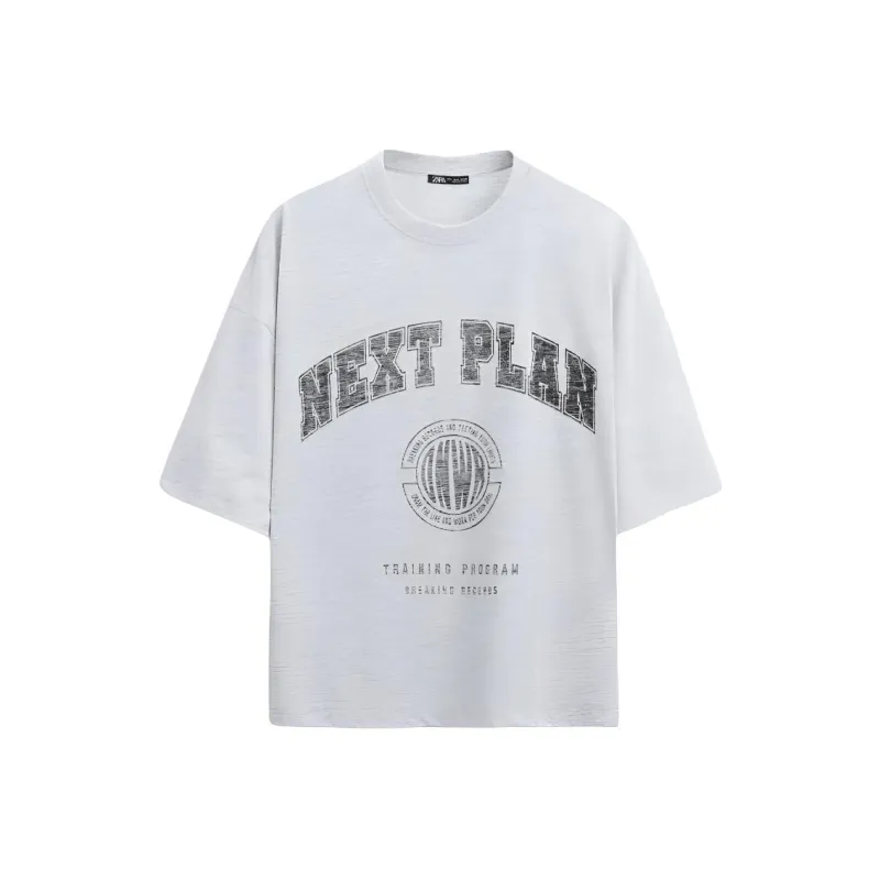 ZARA T Shirt Men's Zebra Print Gray-0