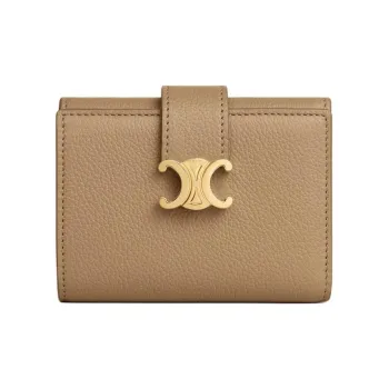 CELINE Victoire Cow Leather Wallet Women's Smoky Brown