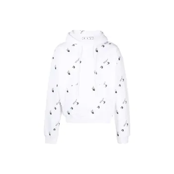 OFF WHITE Oversized Fit Allover Logo Hoodie