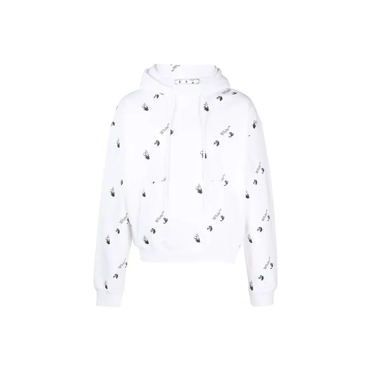 OFF WHITE Oversized Fit Allover Logo Hoodie-0
