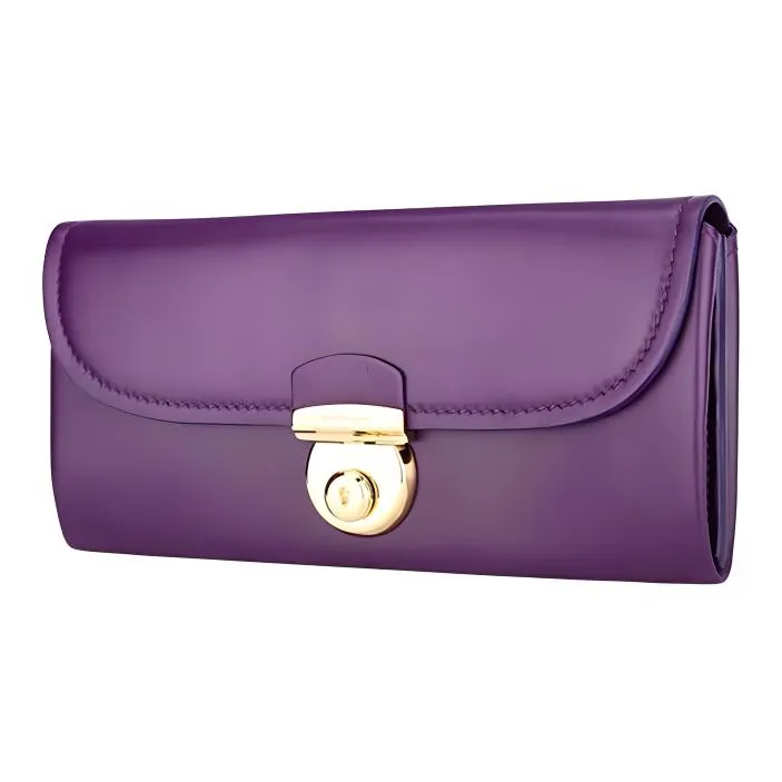 FERRAGAMO Cow Leather Handheld Wallet Women's Purple-1