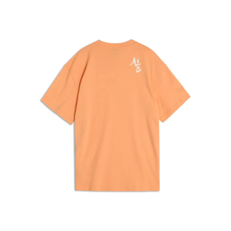 PUMA Unise PUMA BZ CALLIGRAPHY SHORTSLEEVE TEE T Shirt Unisex Orange Pink-1