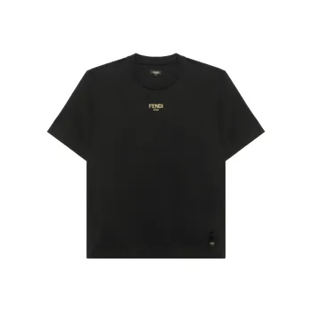 FENDI Logo Glittered Crewneck T Shirt