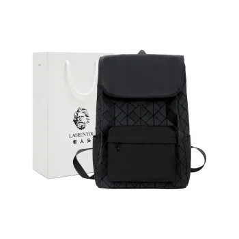 Old Man's Head Synthetic Leather Patchwork Fabric Backpack Unisex Black