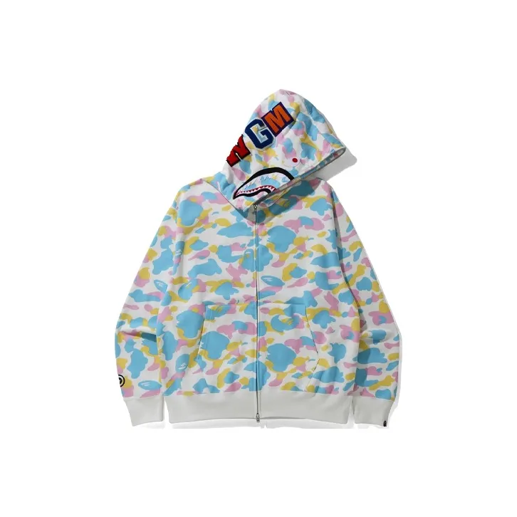 Bape New Multi Camo Shark Relaxed Full Zip Hoodie-3