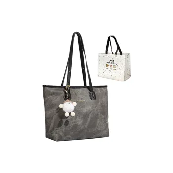 XIANGSU PU Tote Bag Shoulder Bag Women's Black/Gray/Khaki/Blue