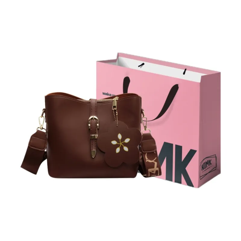 NOMK PU Bucket Bag, Shoulder Bag, Crossbody Bag Regular Women's Brown/Khaki-0